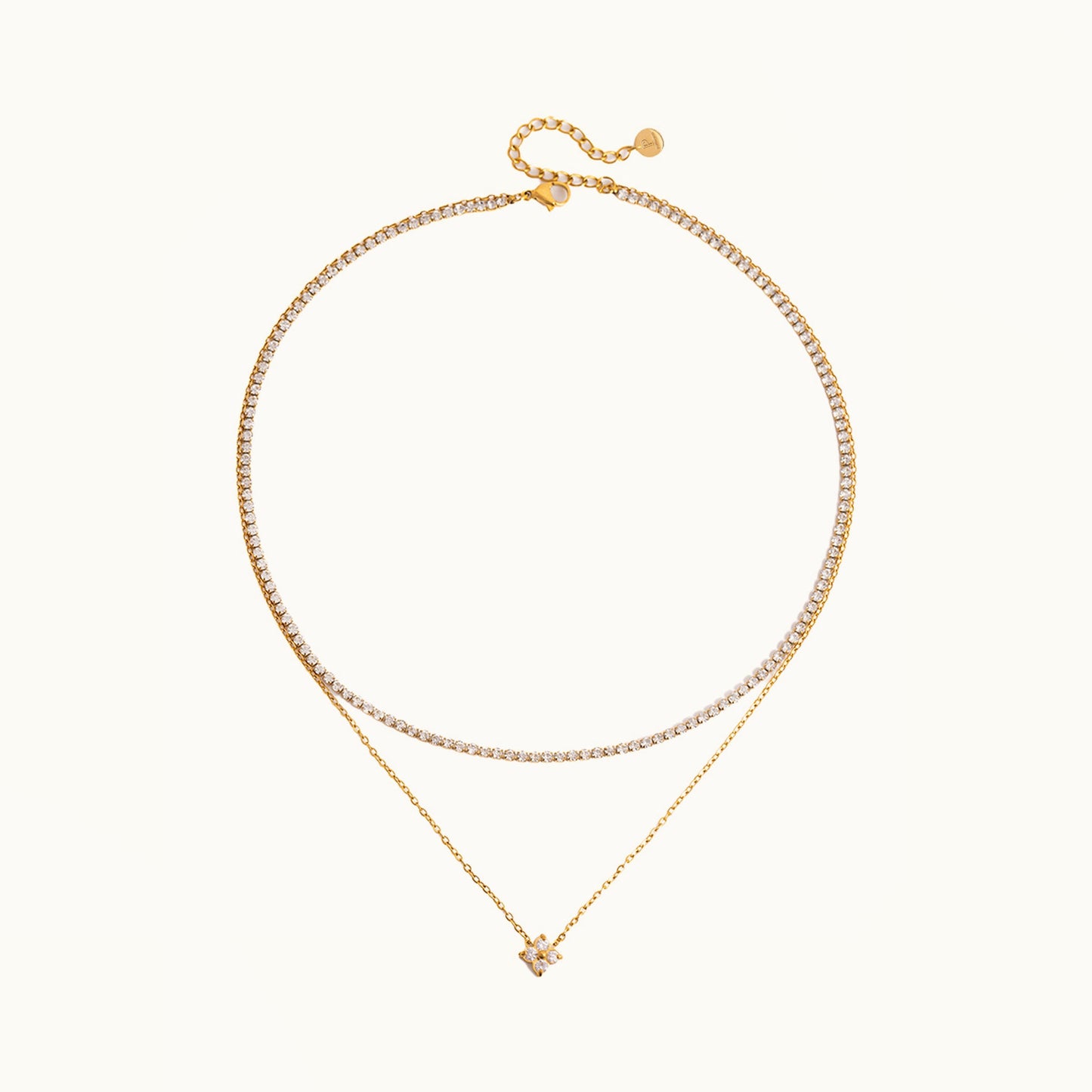 Zahra Layered Tennis Necklace — Full Chain and Clasp | Pellington
