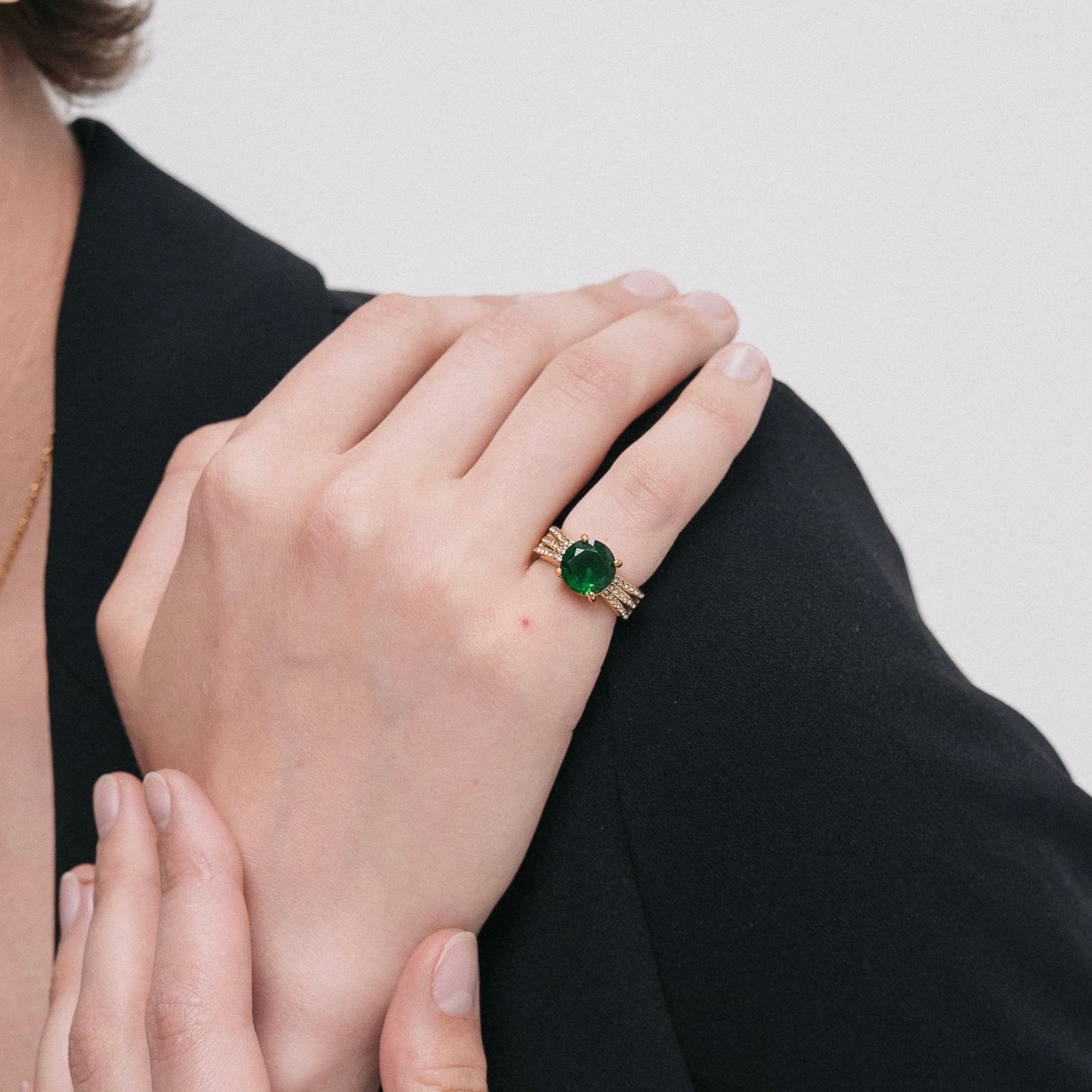 Mawj Emerald Ring — Alternate Angle | Pellington