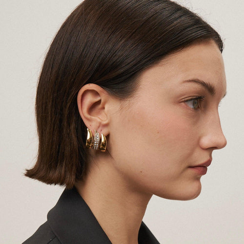 Load image 1 in gallery view. Wearing Flame Earrings Shop Gold Plated earrings at Mithra and Co.