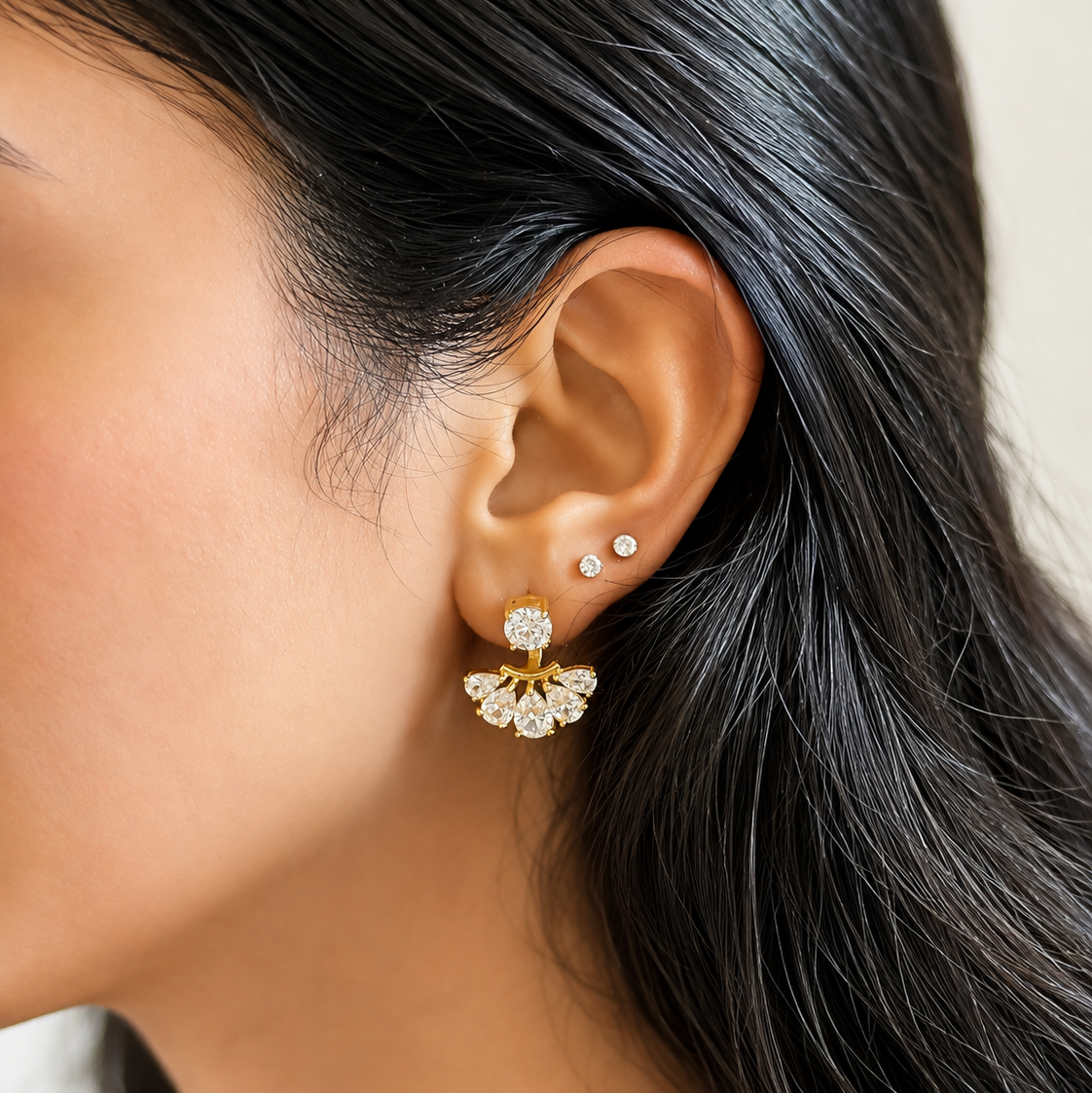 Sham’a Fan Jacket Earrings