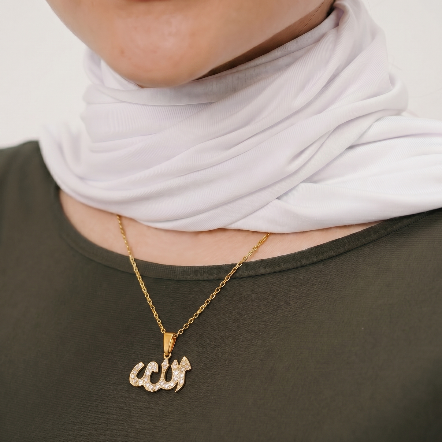 Allah Calligraphy Necklace — Worn on Model | Pellington