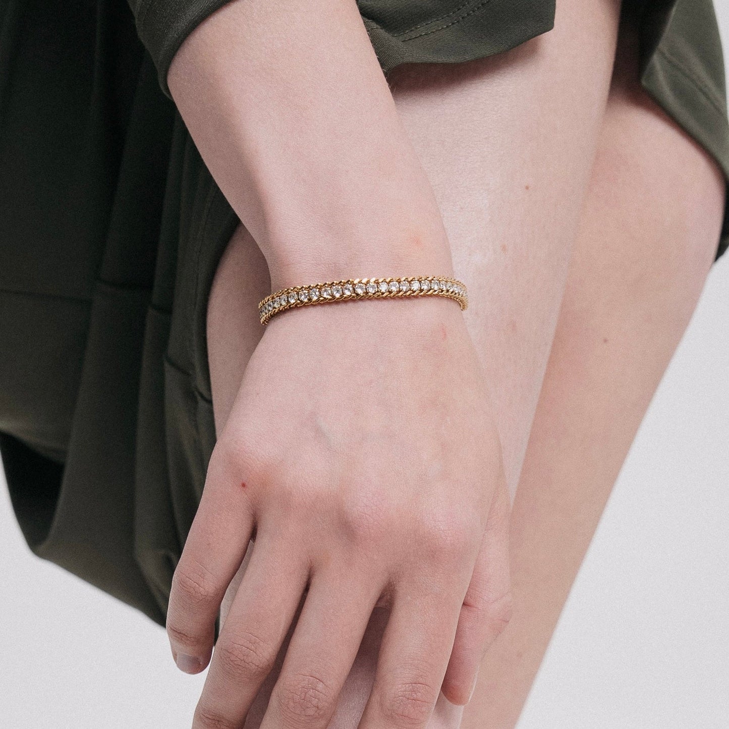 Woman wearing Aseela Bracelet — 18k Gold Plated | Pellington