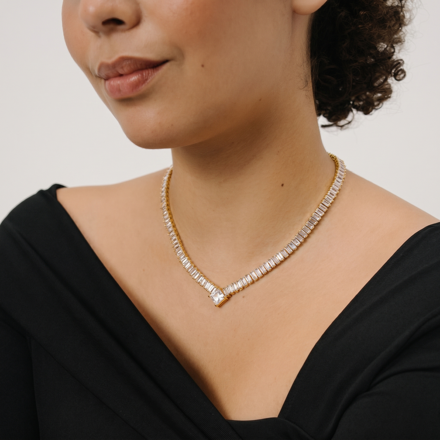 Ikhlas Tennis Necklace — Styled on Model | Pellington