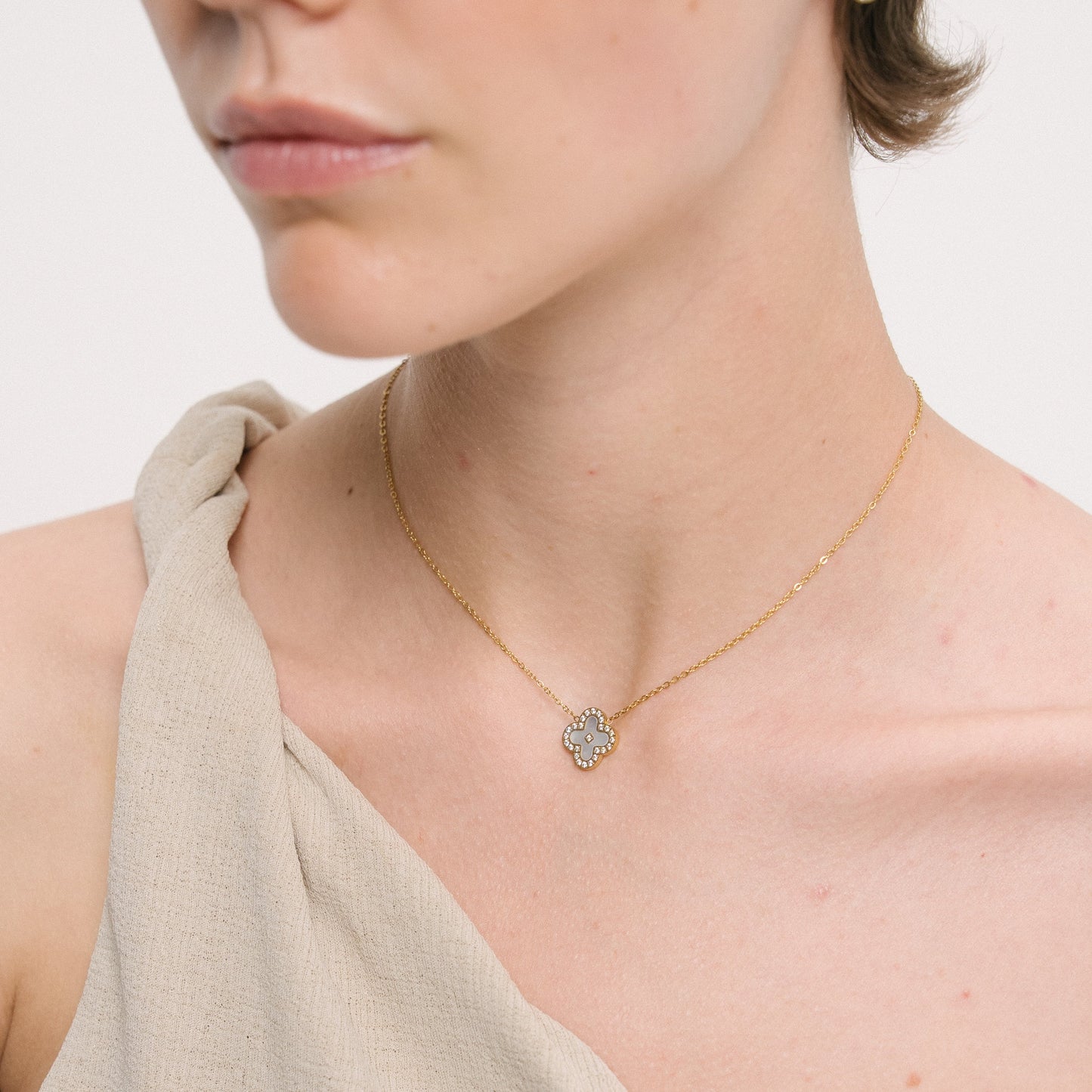 Opalia Clover Necklace — Worn on Model | Pellington