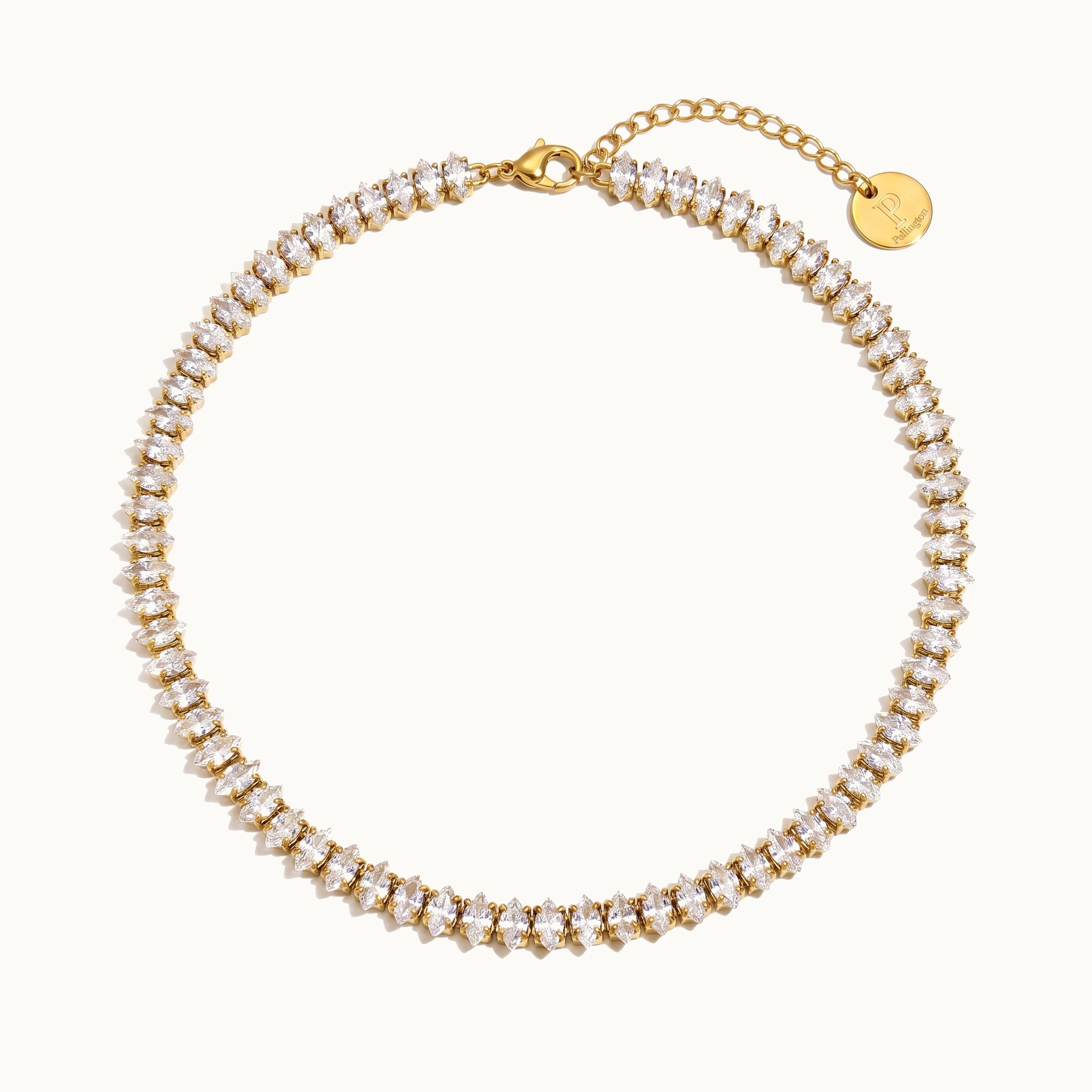 Leila Marquise Tennis Necklace — 18k Gold Plated | Pellington