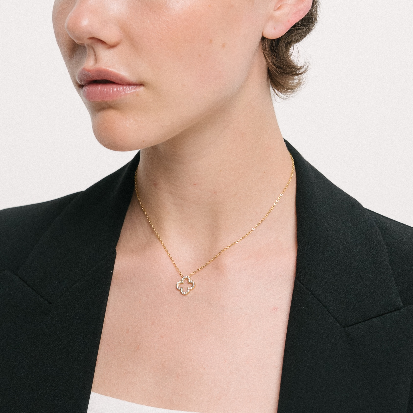 Nafla Clover Pendant Necklace — Worn on Model | Pellington