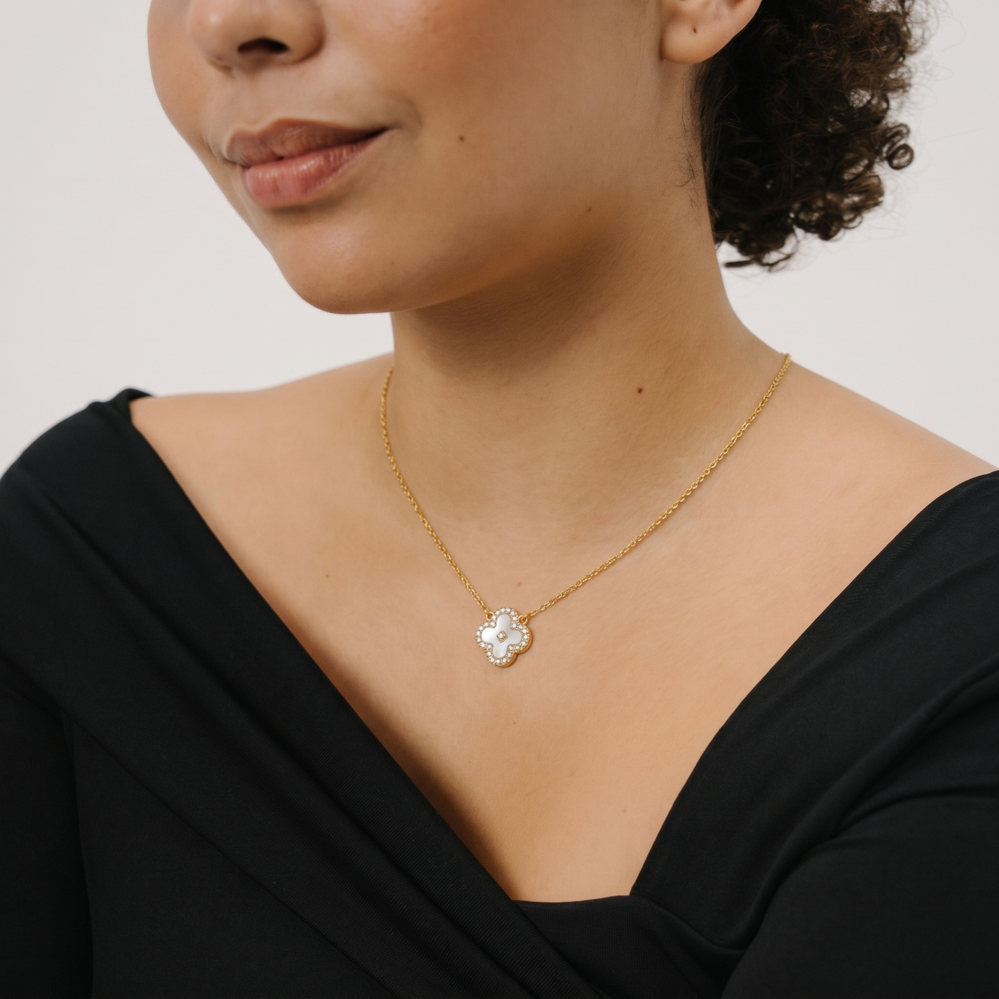 Opalia Clover Necklace — Worn on Model | Pellington
