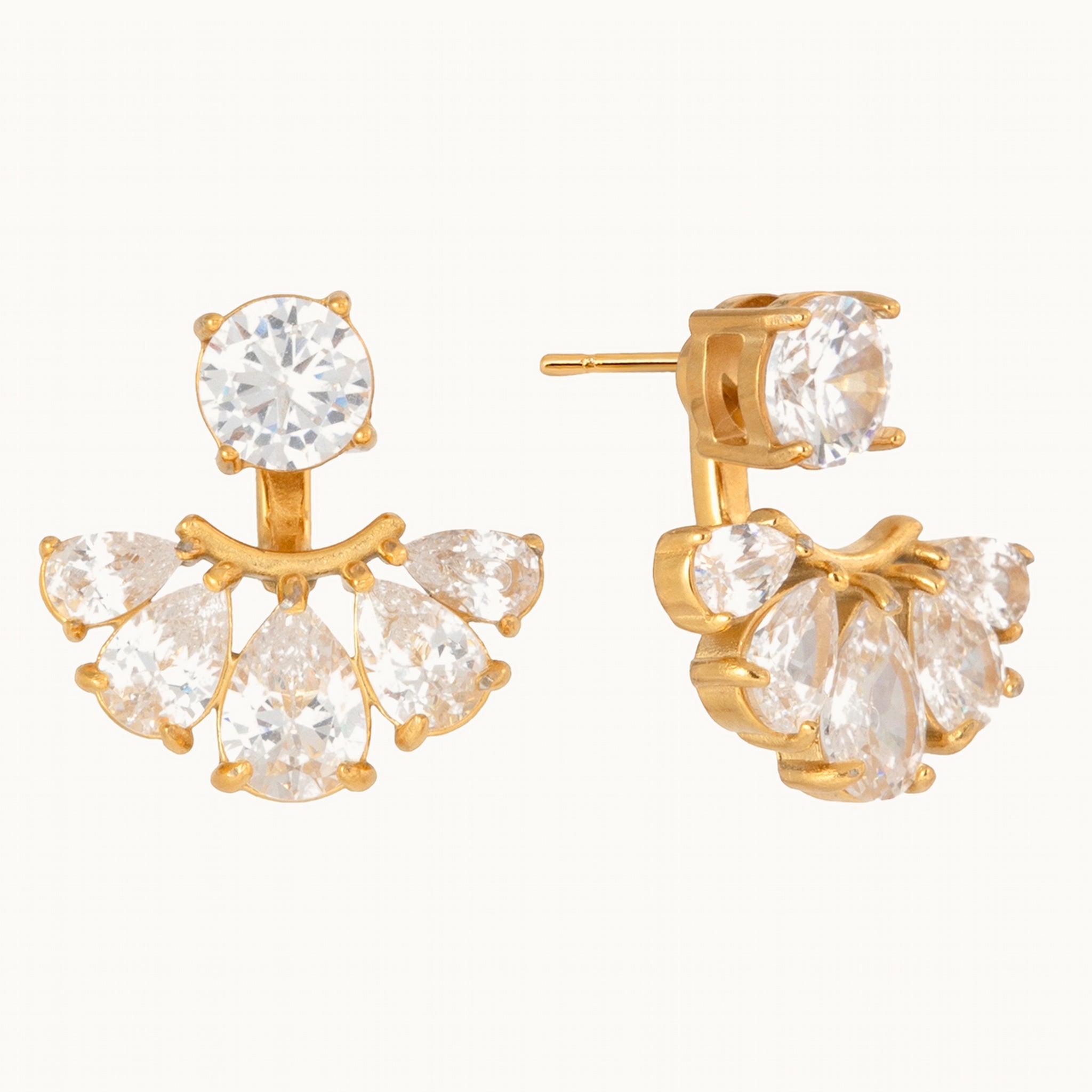 Sham’a Earrings — Pear Zircon Fan Close-Up | Pellington