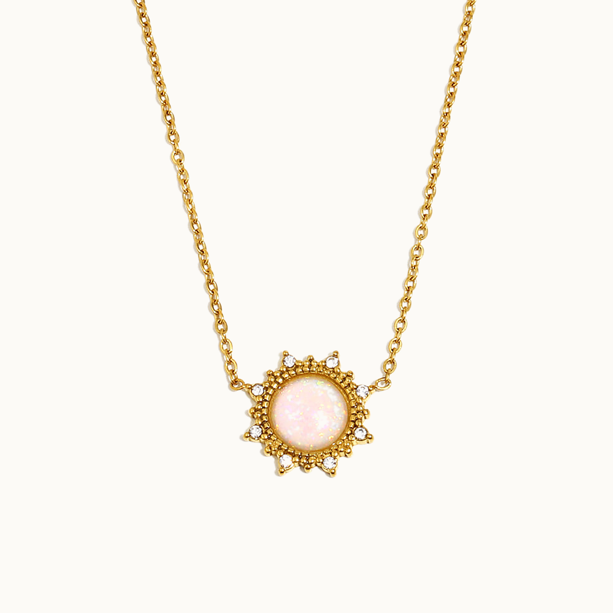 Shamsa Sunburst Opal Necklace — 18k Gold Plated | Pellington