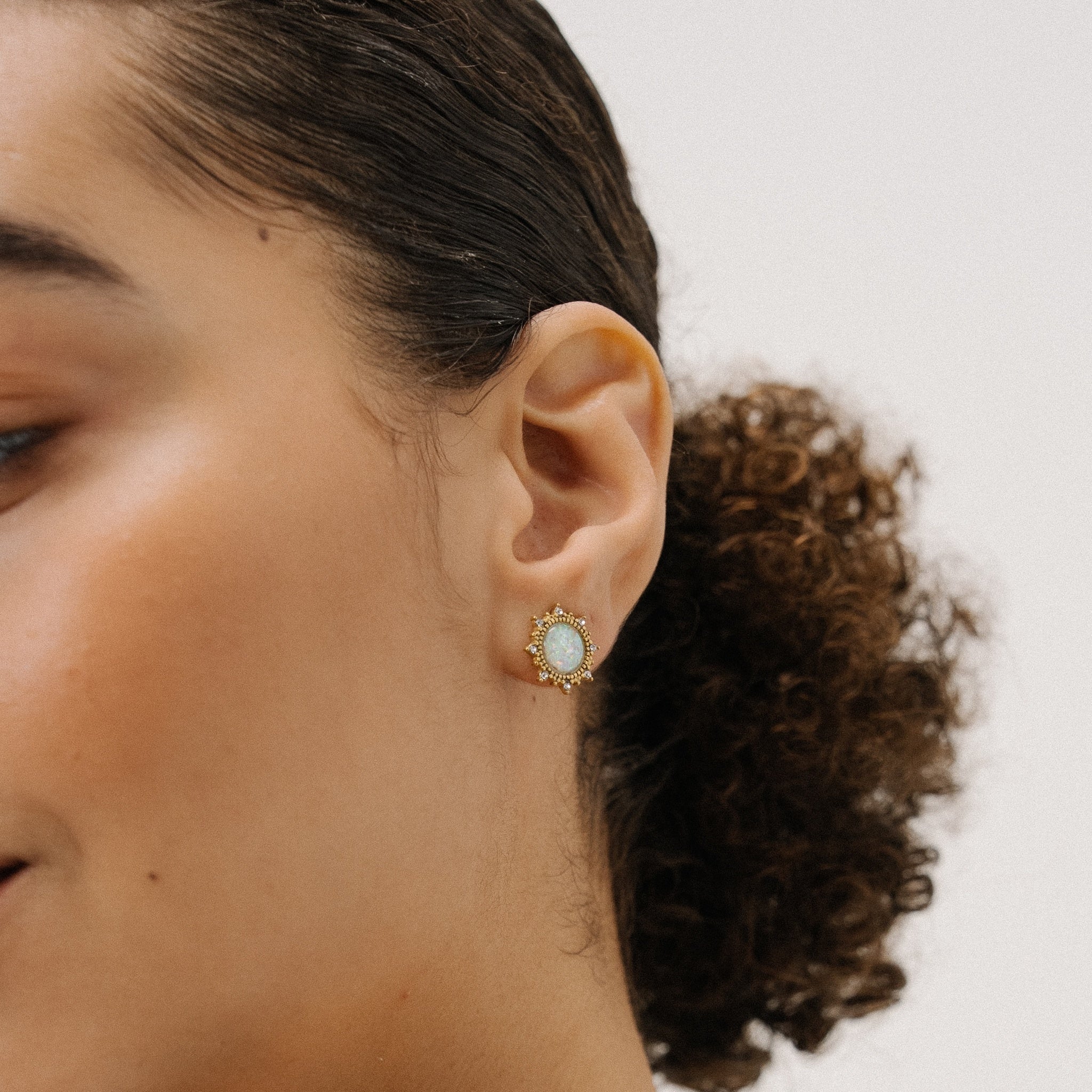 Shamsa Opal Earrings — Styled on Model | Pellington UAE