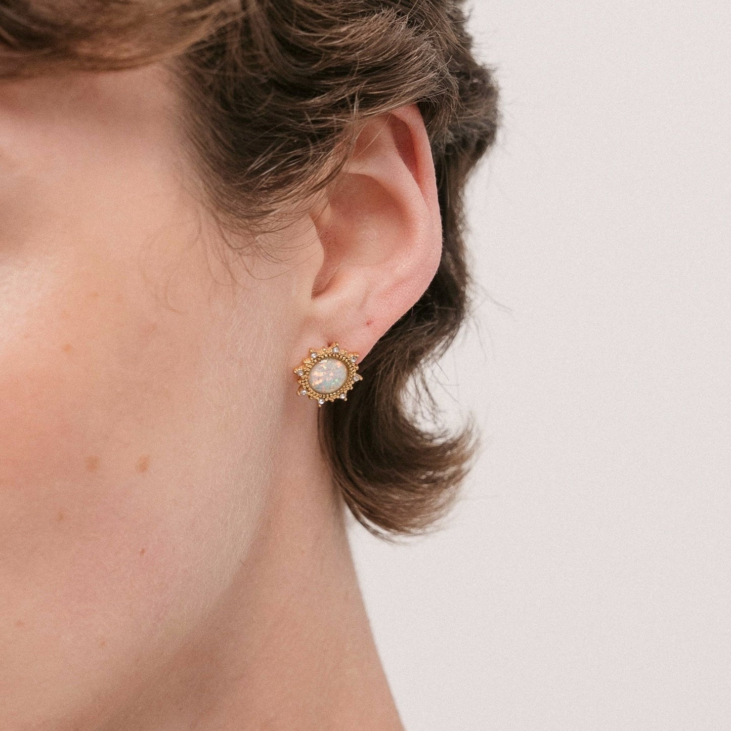 Shamsa Opal Earrings — On Model | Pellington UAE