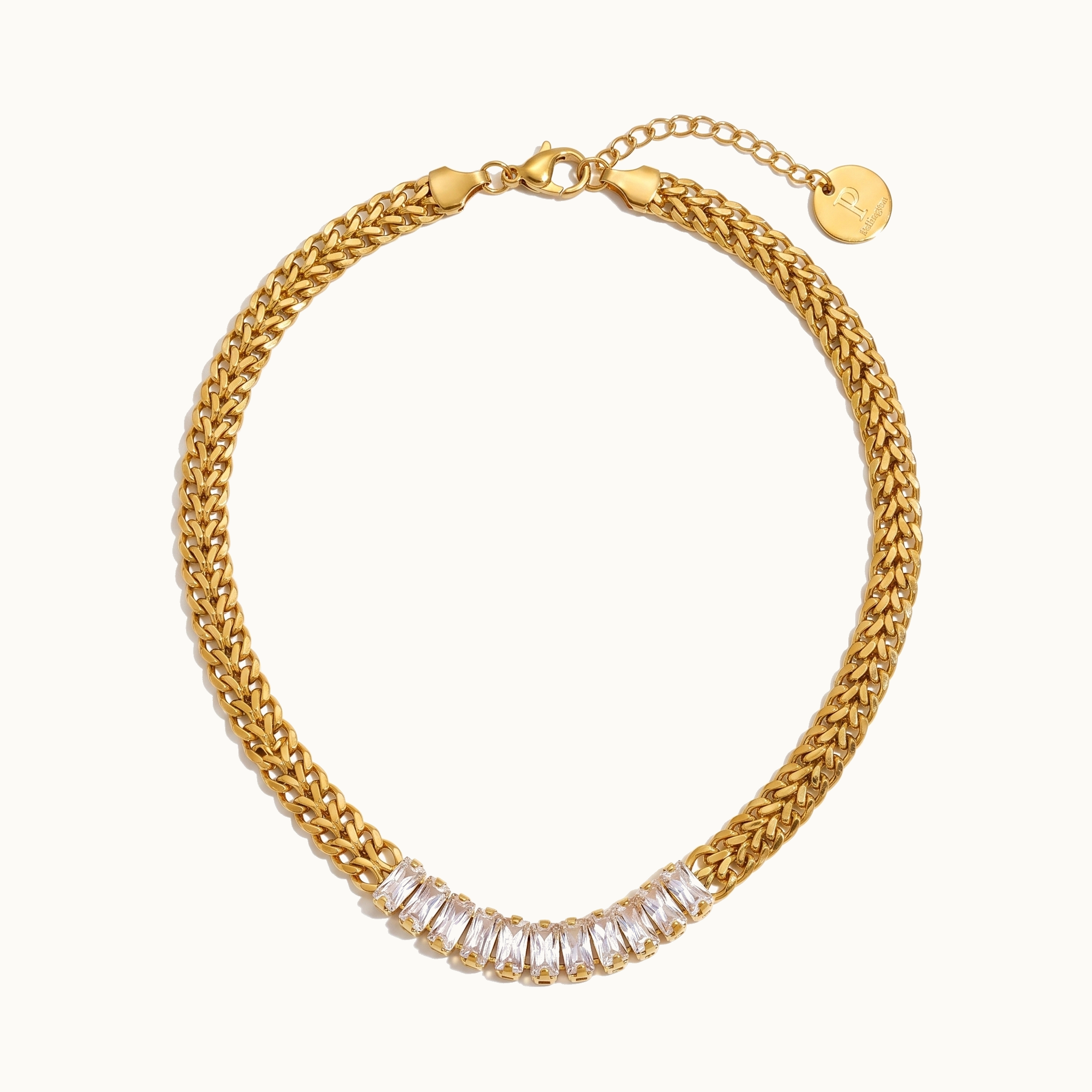 Tulum Woven Crystal Chain Necklace — 18k Gold Plated | Pellington